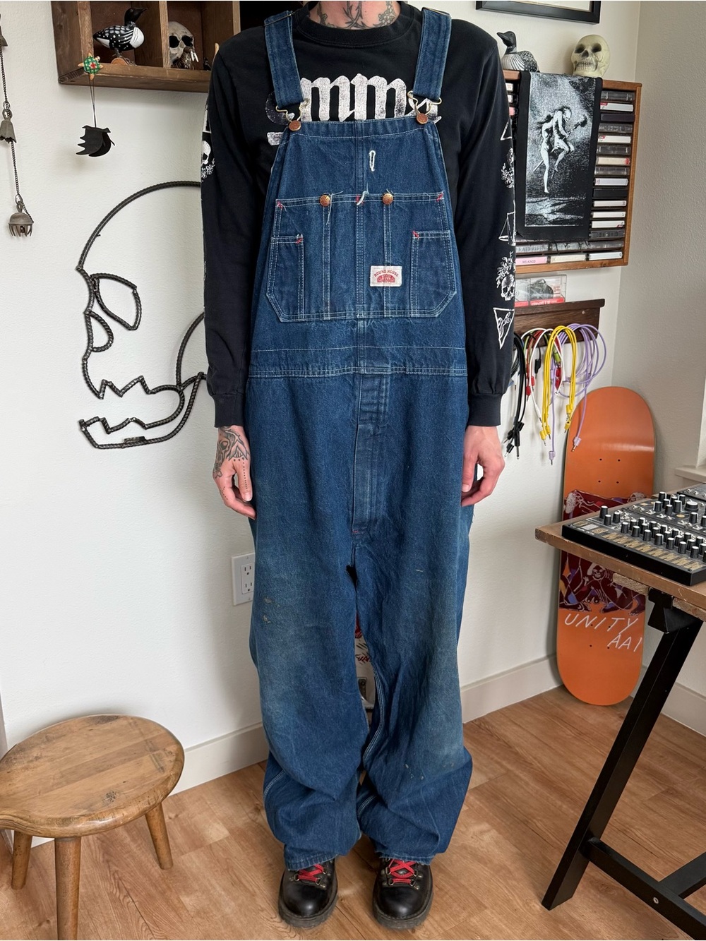 Vintage 90s 2000s Workwear Denim Bib Overalls Roundhouse ~ Size 48 x 34